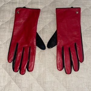 Kate Spade ♠️ Black & Red leather gloves size M